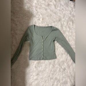 Brandy Melville Light Green Long Sleeve Top